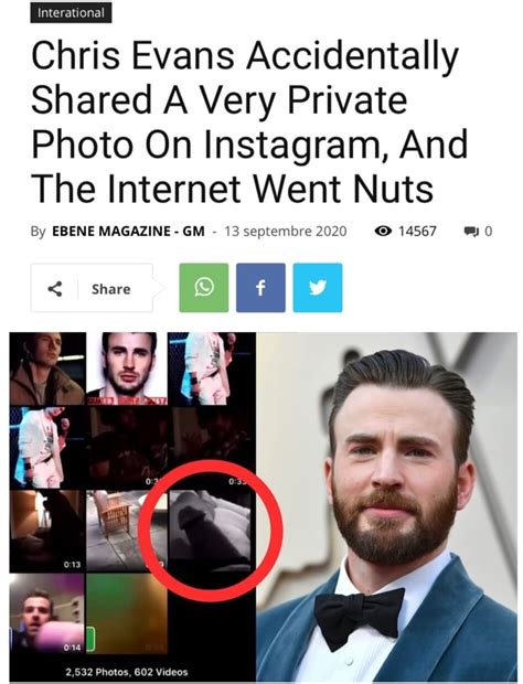 chris evans aznude|Chris Evans Accidentally Leaks Nude Photos in Instagram Video.